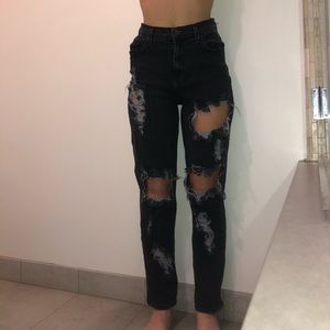 Black Ripped High Waisted Vibrant Jeans